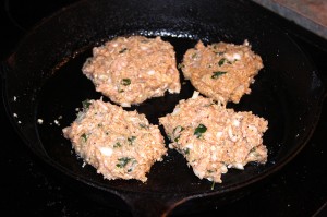 chicken patties on skillet